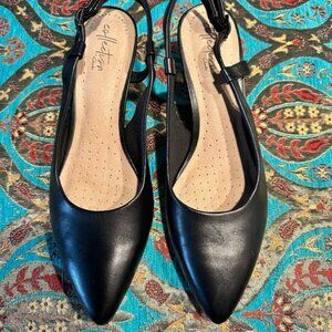 Capelli of New York Women's Black Leather Slingback Flats
